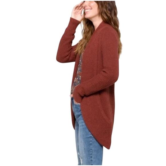 Market & Spruce (XS) Tabatha Waffle Knit Cotton Blend Cocoon Cardigan Rust - Picture 4 of 16